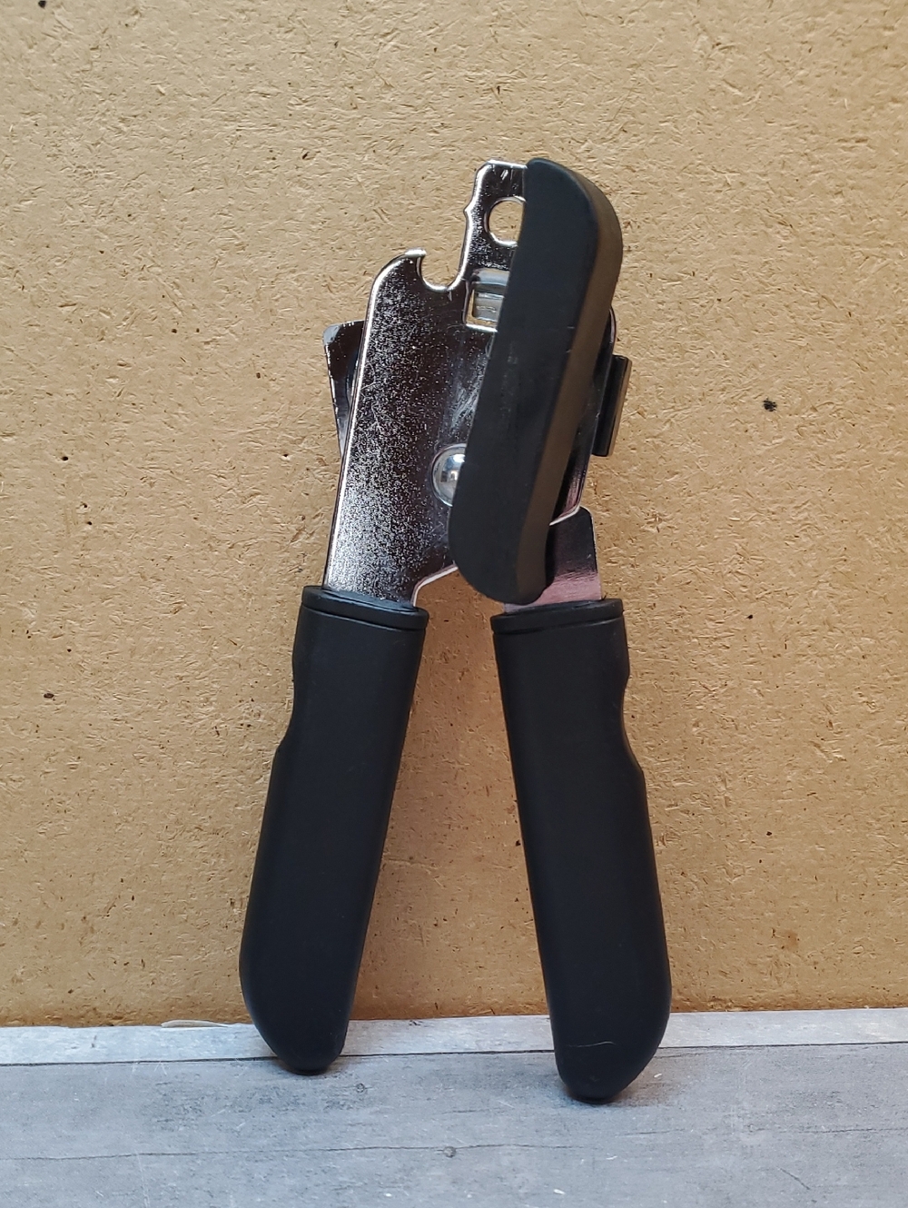 Black Handheld Can Opener with Soft-Grip Handles